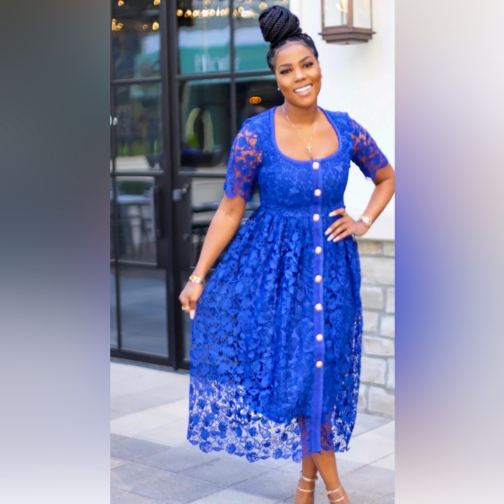 Royal blue midi dress MEDIUM.